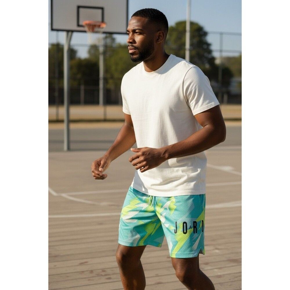 Air Jordan Jumpman Printed Mesh Shorts Tropical Twist CZ4757-675 Men Size Small